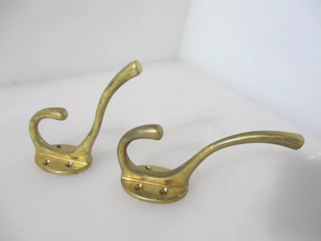 Vintage Brass Hooks Old Coat Hook Hangers BENT