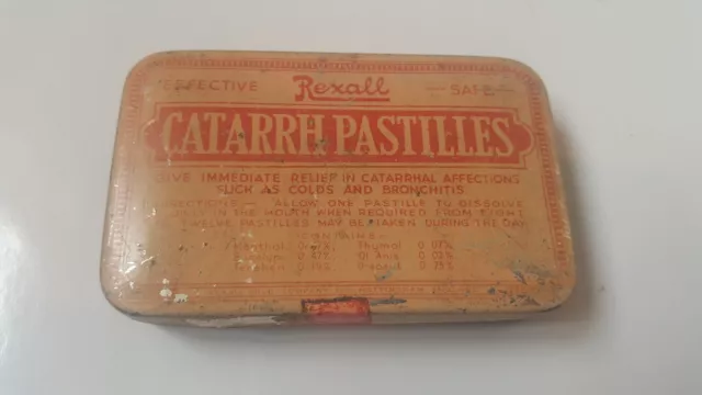 Vintage Rexall Catarrh Pastilles Tin