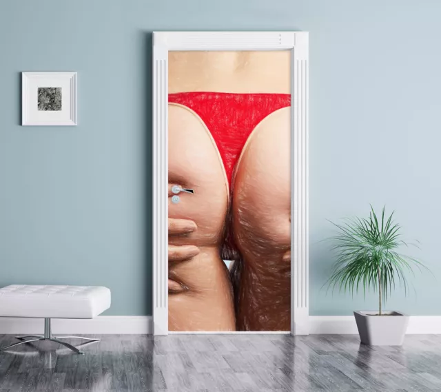 Sexy Glutei Donna IN Rosso Corda Arte Pastello Effetto - Porta 200x90cm Porta