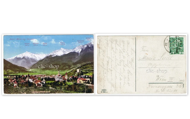 1 AK ANSICHTSKARTE CARTOLINA KURORT MERAN VON OBERMAIS SÜDTIROL (i2507)