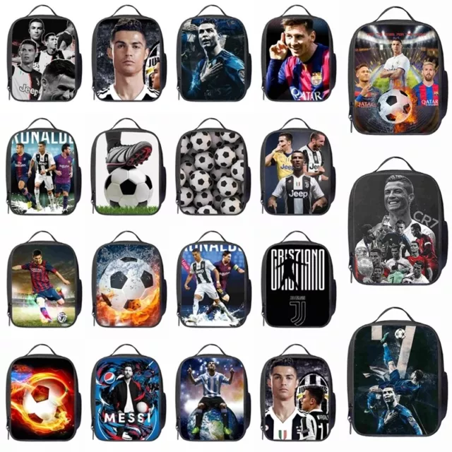 Football Cristiano Ronaldo Messi Insulated Lunch Bag Snack Box Picnic Lunchbox