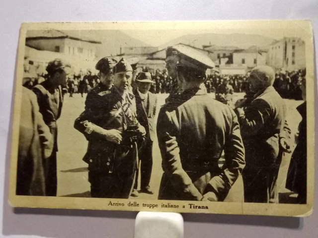 cartolina viaggiata 1939, arrivo truppe italiane a tirana, r.r. poste t.s