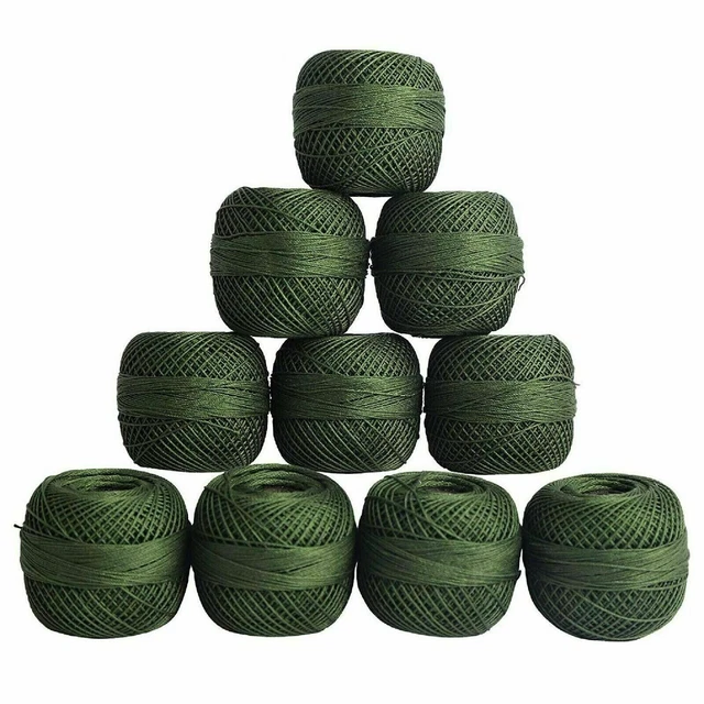 Lot de 10 fils à tricoter mercerisés Red Rose Crochet Cotton Mehandi