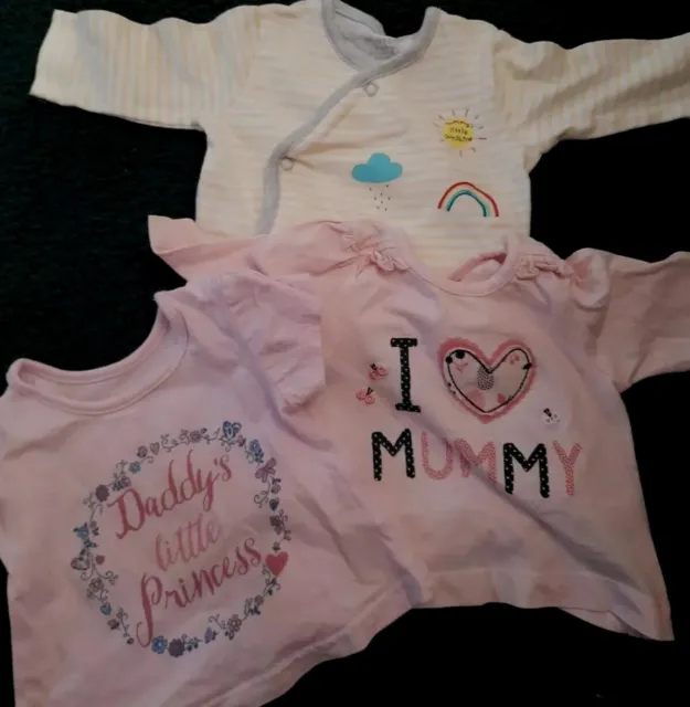Baby Girl Tops Bundle 0-3 months Daddys Princess I Love Mummy Mummys Sunshine