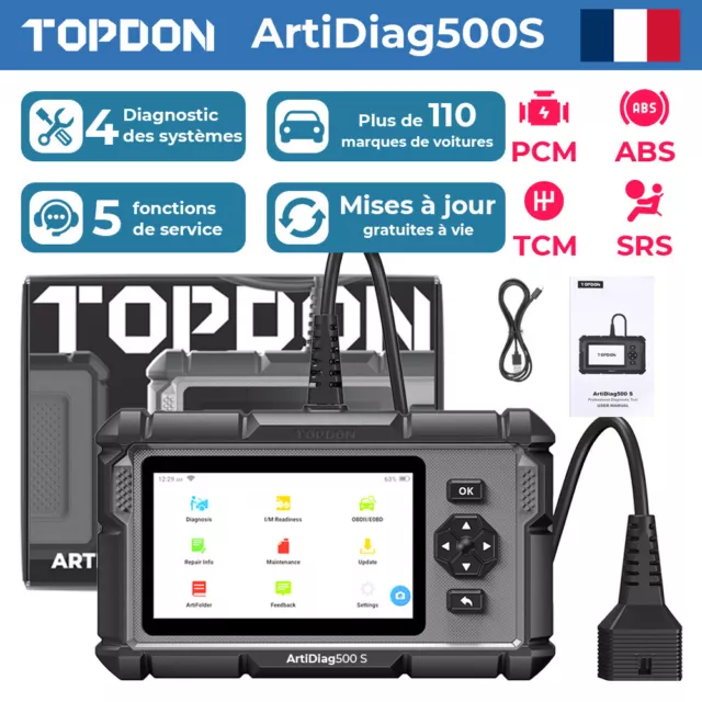 TOPDON AD500S Appareil de Diagnostic de Voiture OBD2 Scanner Testeur TPMS ABS