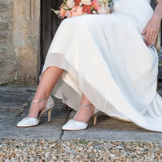 Scarpe da sposa Rainbow Club Elspeth raso avorio taglia 6 UK/39EU costo £95
