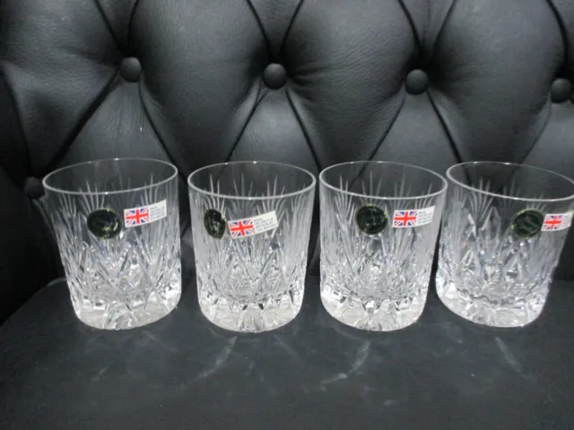 Kinver Vintage Crystal Whisky Glasses x 4