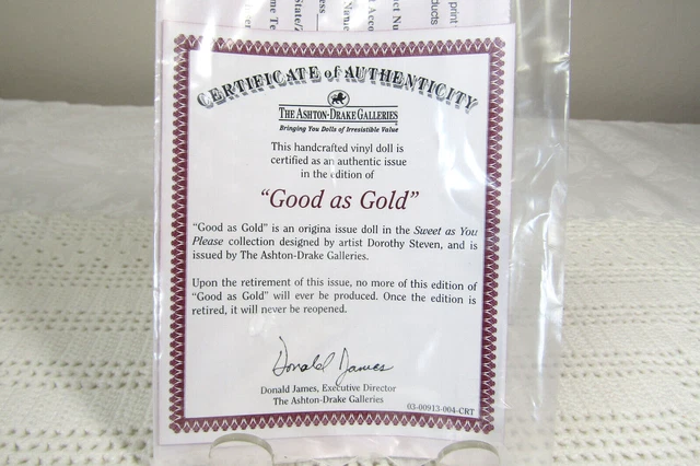 Ashton-Drake Galleries Sweet As You Please Series “Good As Gold” Miniature Baby 6