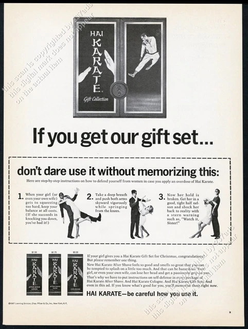 1967 Hai Karate cologne Defend Yourself Against Women guide Xmas vtg print ad