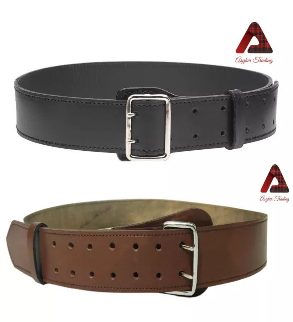 Genuine Calf Leather Sam Browne Style DUTY BELT 2'' wide 3.5m Thick Leather Belt