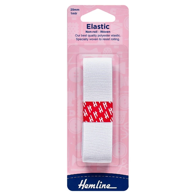 Hemline gewebt rollfrei elastisch: 1m x 25 mm