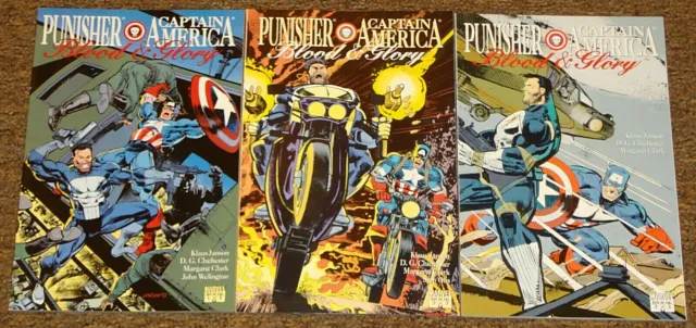 1992 Marvel Comics Punisher & Captain America Blood And Glory 1-3 Tpb Set Vf/Nm