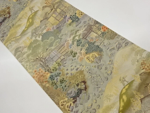 5703445: Japanese Kimono / Vintage Fukuro Obi / Woven Scenery