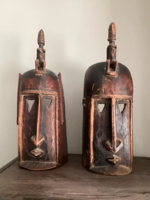 Pair Of Bambara Ceremonial Mask, Mali, African Tribal Art.
