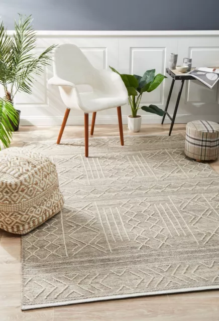 HUDSON WOOL NEW 807 Natural Modern Rug Large Floor Mat Carpet FREE DELIVERY*