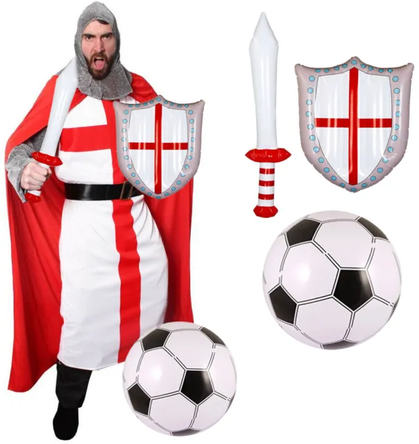England Knight Costume Fancy Dress Euro 2022 Football Mens St George Outfit