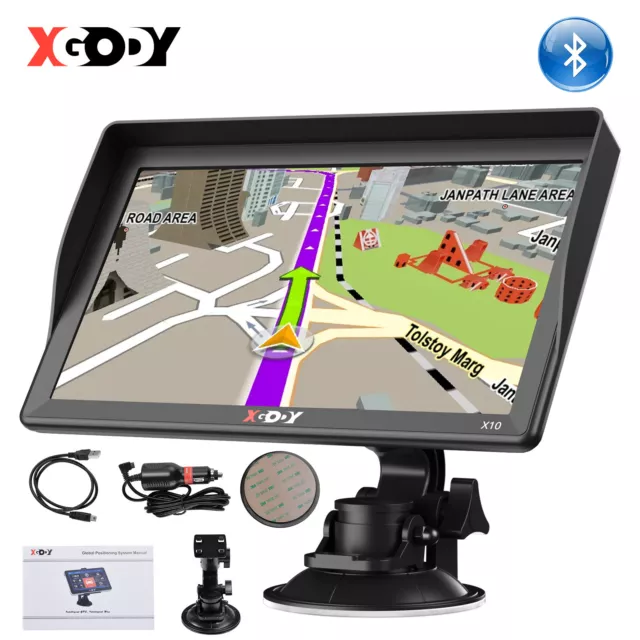 XGODY 5'' 7'' 9'' GPS Navigation Car & Truck Bluetooth With Sunshade SAT NAV POI