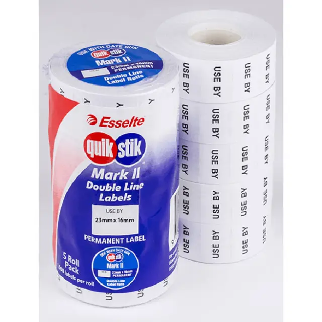 Quikstik Mark II 2 Gun Label Permanent USE BY 1000 Labels/Roll White Pack 5