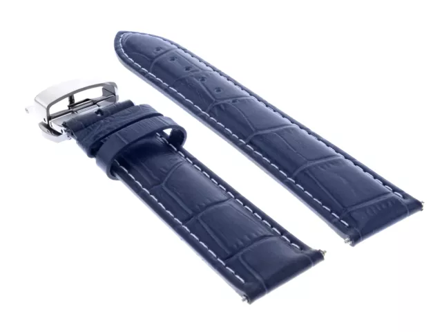 Bracelet De Montre En Cuir 24 Mm Pour Pam 44 Mm Fermoir De Déploiement Panerai Bleu Ws 2