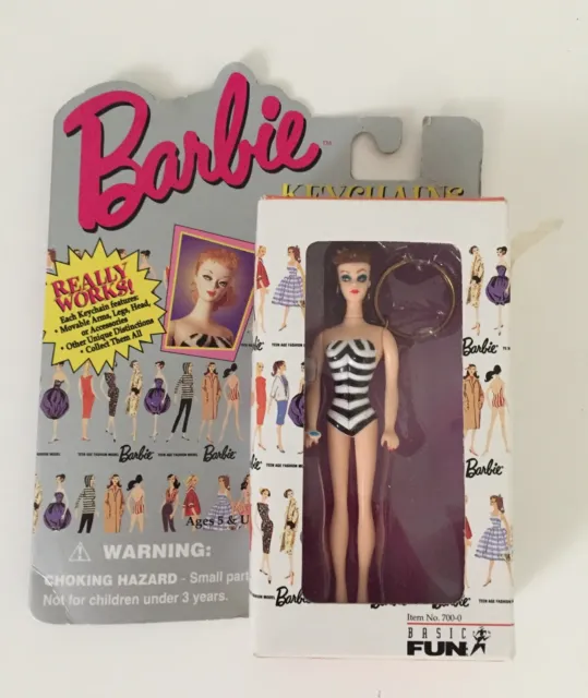 1995 Mattel Basic Fun Barbie Keychain Featuring 1959 Original Brunette Barbie