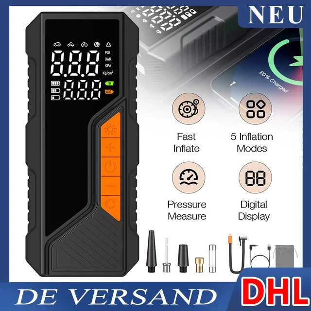 ?LCD ELEKTRISCHE AKKU Luftpumpe Auto Fahrrad Reifen Druckluft
