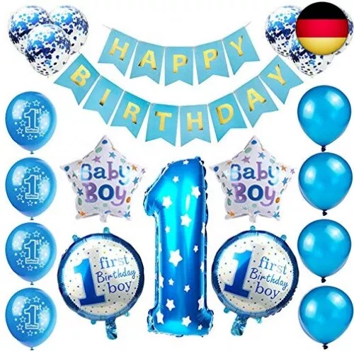Kindergeburtstag Deko Jungen 1 Jahr ballon, 1. Geburtstag Dekorationen für
