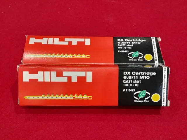 HILTI YELLOW Cartridges 6.8/11 M10 SHORT Cal.27 Gun DX450, DX460,DX5 Pack Of 100