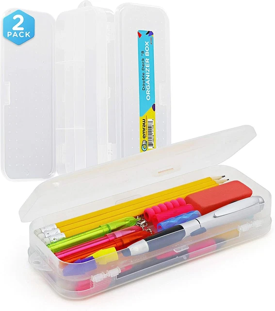 Emraw Double Deck Divided Storage Box Durable Polypropylene Plastic Pencil Box