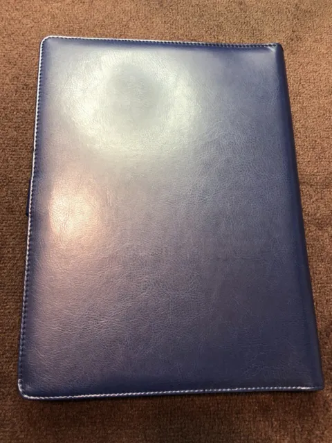 Blue Office A4 PU Leather Zipped Folder Portfolio Business Conference Organiser