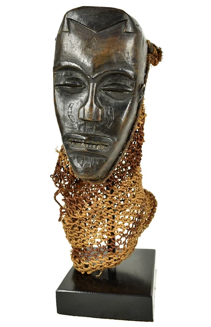 Chokwe Mask Mwana Pwo with Headdress Custom Stand African Art