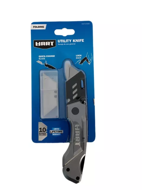 HART Folding Lock-Back Utility Knife with Removable Belt Clip 