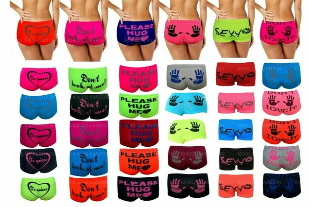 WOMEN REAR SLOGAN Underwear Shorts Sexy Knickers Ladies Rude Boxers Hot  Pants £3.99 - PicClick UK