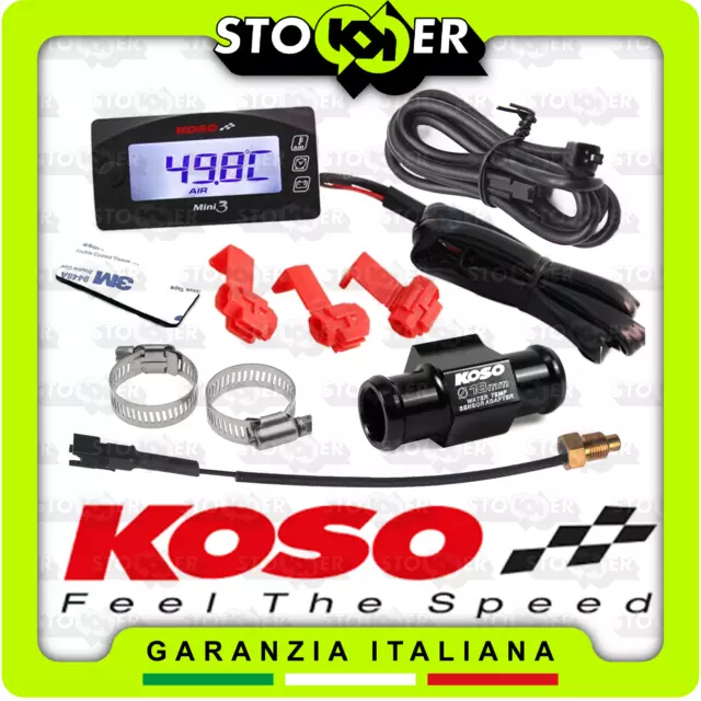 STRUMENTAZIONE DIGITALE KOSO MINI 3 TERMOMETRO VOLTMETRO + RACCODO 18mm SCOOTER