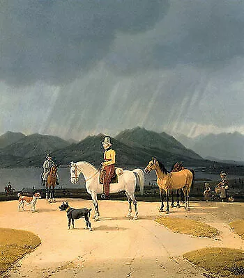 Riders at the Tegernsee Wilhelm von Kobell Reiter Bayern Pferde Berg B A3 03451