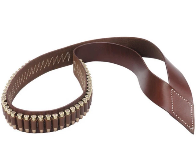 TRIPLE K #918 Pistol Bandolero Bandolier Leather Walnut Oil- Plain, .45Cal