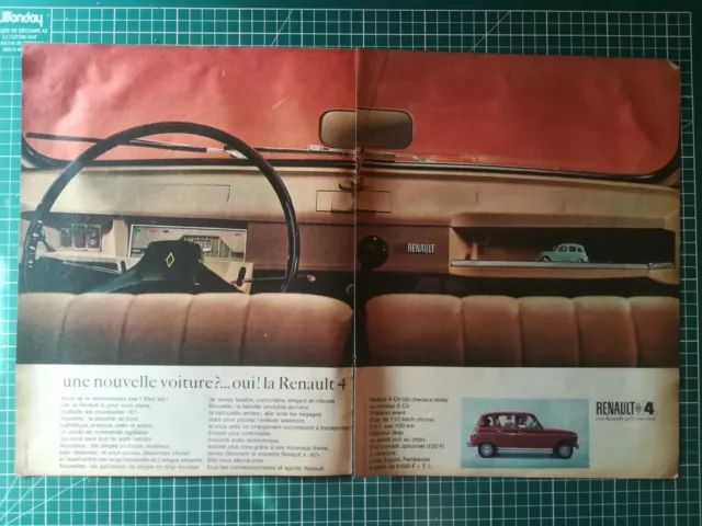 692 PUBLICITE ANCIENNE 1950 double page Renault 4L - dos papier Lotus