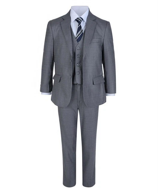 Boys Formal 5 Piece Light Grey Suit Page Boy Wedding Ages 1 Year up to 15 Years