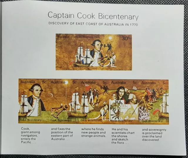 (AUS-404)AUSTRALIA 1970 Captain Cook’s Discovery of Australia, Imperforate M/S