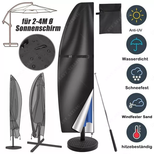 Abdeckung Sonnenschirm Plane Schutzhaube Hülle für 2-4 M Ampelschirm Schutzhülle