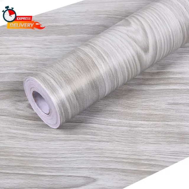 17.7" X 118" Grey Wood Peel and Stick Wallpaper,Contact Paper for Cabinets PVC S