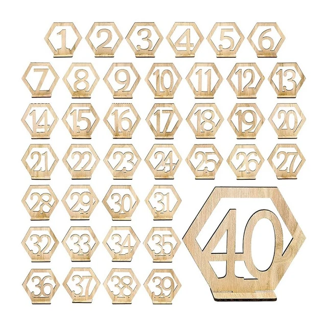 1-40 Wedding Wooden Table Number Sign Wooden Bar Cafe Number Table Sign 9210