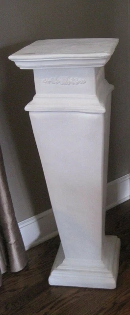 Pair of Estate White Plaster Pedestals, 35" Tall 3