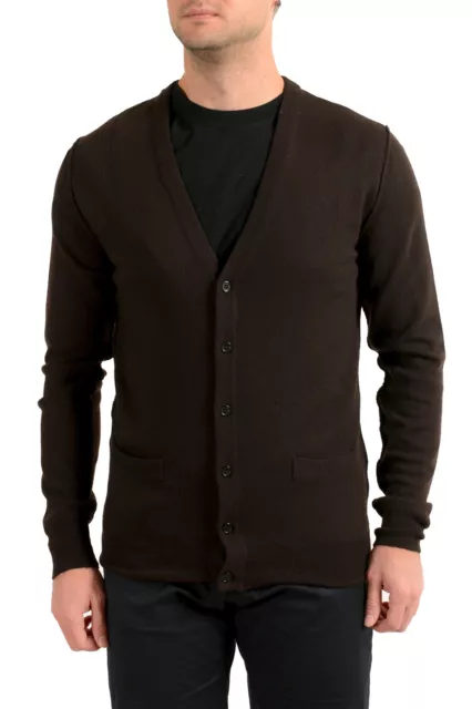 Dolce & Gabbana Men's Brown 100% Wool Distressed Look Cardigan Sweater