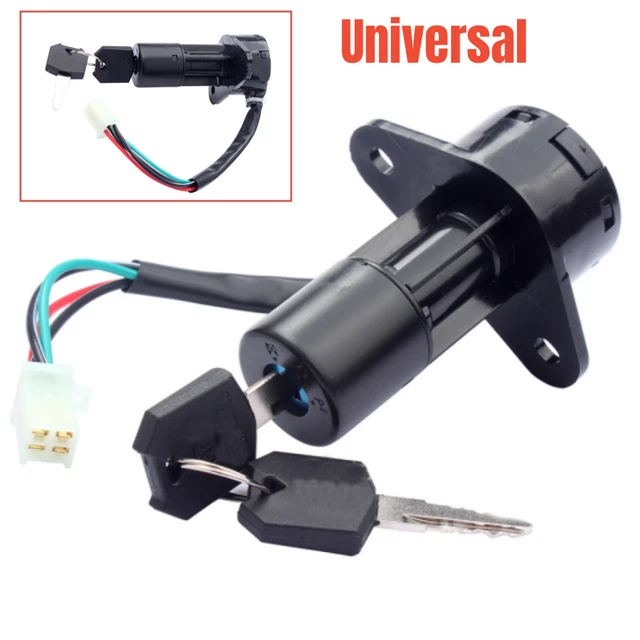 1x Black 4 Wires Universal Motorcycle Pit Bike ATV Ignition Switch W/2 Keys Set