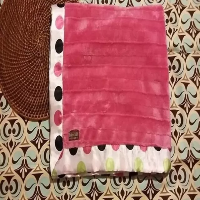 Baby JaR Faux Mink Circles & Pink Satin Blanket Size 28x30