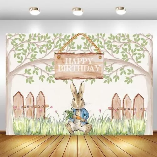 Personalise Peter Rabbit Backdrops Birthday Party Background Banner Baby Shower