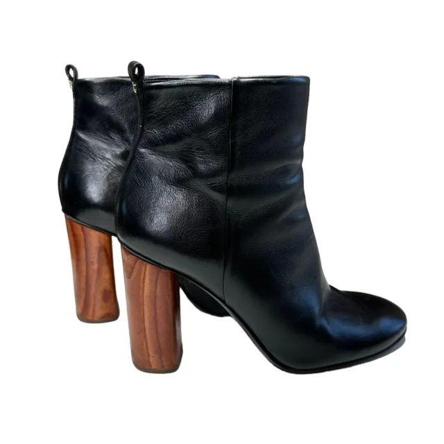Tory Burch Raya 65 Boot Black Leather Booties Chunky Heel Women's Size 7.5