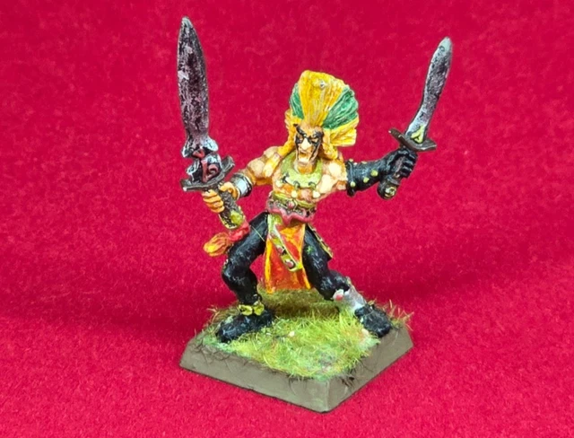 Figurines Warhammer Wood Elf Wardancer - 3 Figurines Métal Citadel 1987, édition Classique OOP