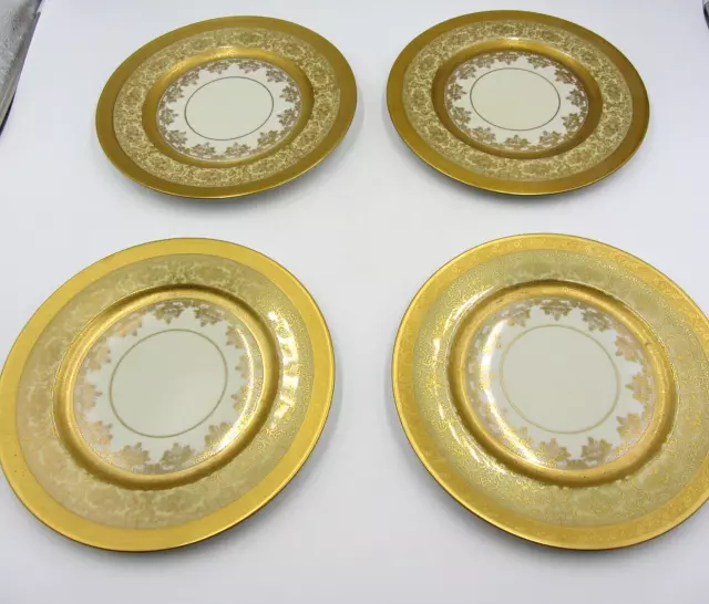 Four (4) Heinrich & Co H & C Selb Bavaria Plates- Edgerton Gold Filigree Lot