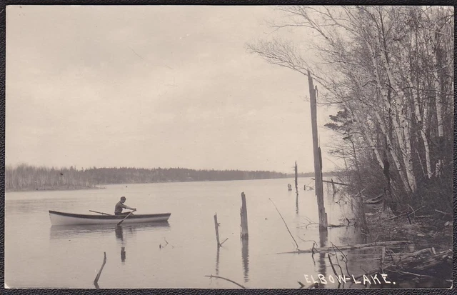 Elbow Lake, Minnesota Pre-1920 RPPC - Boating Scene Real Photo Postcard